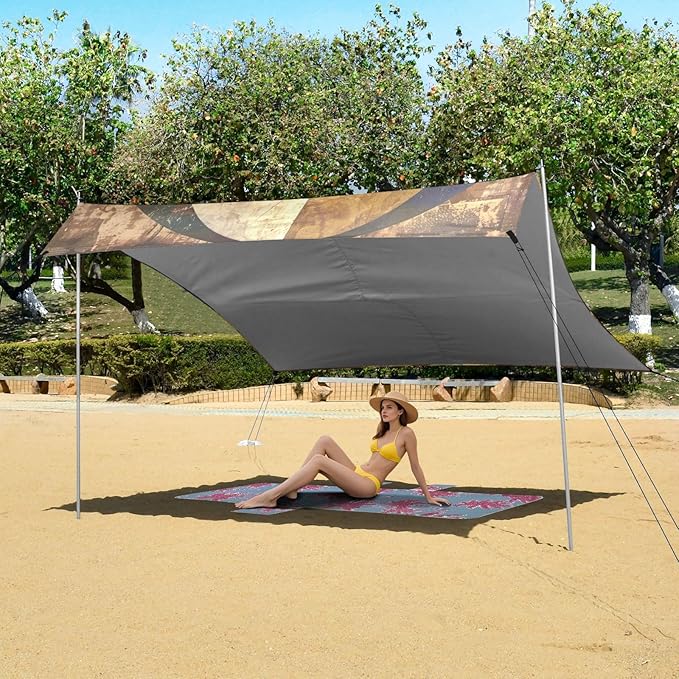 ALAZA Number Eight Billiard Geometric Circles Beach Tent Sun Shelter Portable Canopy Sunshade for Outdoor Camping Picnics Backyard Fun 10x9 ft
