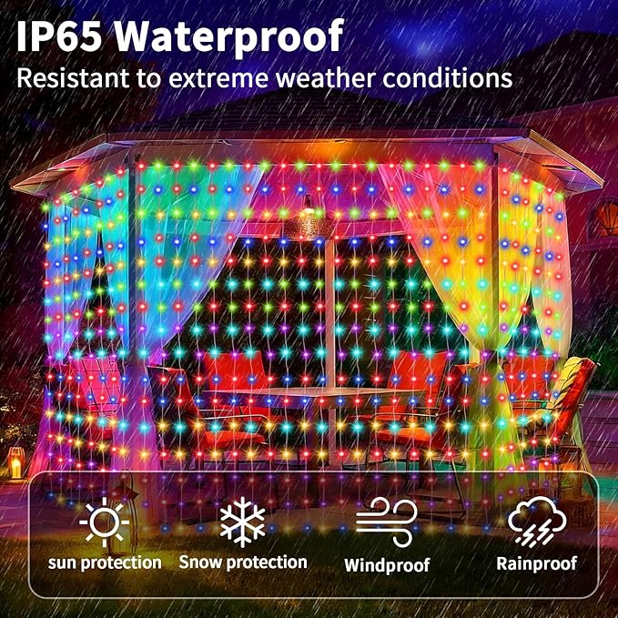 Solar Curtain Lights 10x10Ft 300LED Twinkle Fairy String Lights Multicolor Cool White Dual Color Changing Dimmable Waterproof Remote Timer Memory for Christmas Wedding Pergola Patio Outside