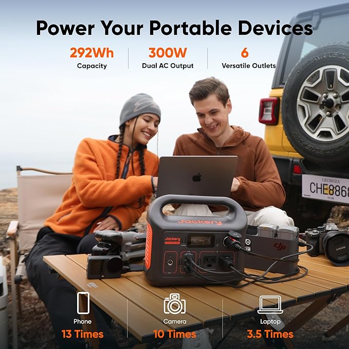 Jackery Solar Generator 300 292Wh Power Station with 40W Solar Panel 300W Pure Sine Wave AC Outlet for RV Outdoors Camping Travel Blackout