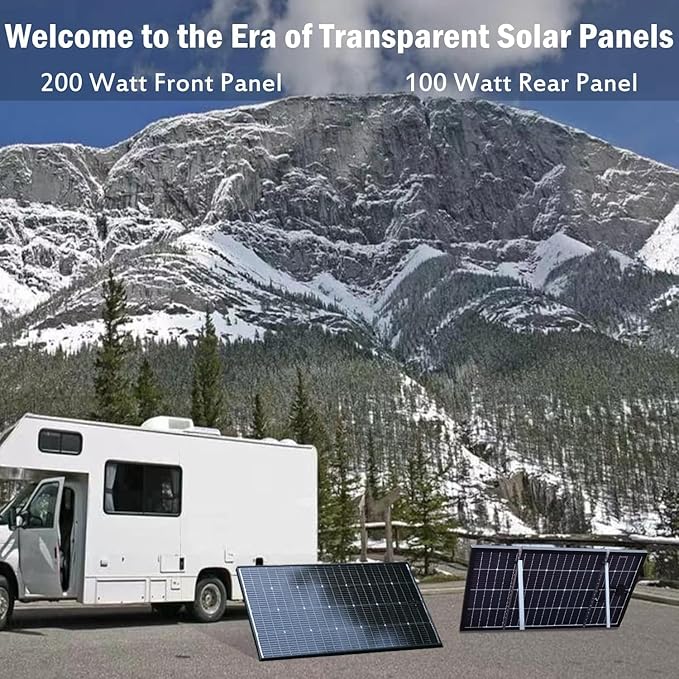 JJN Bifacial 400 Watt Solar Panel 16BB N-Type 2 Pcs 200W 12V 25% High Efficiency 400W Solar Panels Monocrystalline Solar Module for RV Home Farm Trailer Camper Marine Off-Grid Solar System