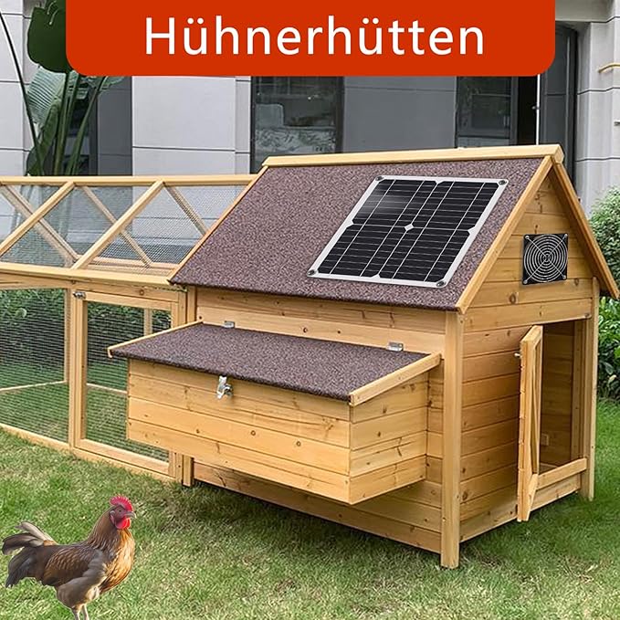Solar Fan 12W Weatherproof Solar Panel with DC Fan for Small Chicken Coops Greenhouses Sheds Pet Houses Intake or Exhaust air