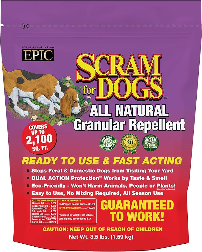 Dog Scram All Natural Granular Repellent - All-Natural Animal People and Pet Safe Granule from EPIC Repellents (3.5 lb Bag)