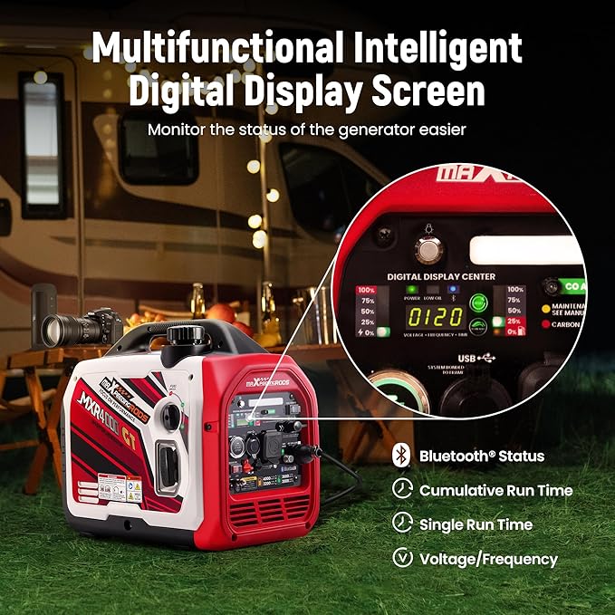 maXpeedingrods 4000 Watt Dual Fuel Inverter Generator with Bluetooth® Control Start and Display RV Ready Electric Start Quiet for Outdoor Camping Home Backup GardenPGMA Compliant