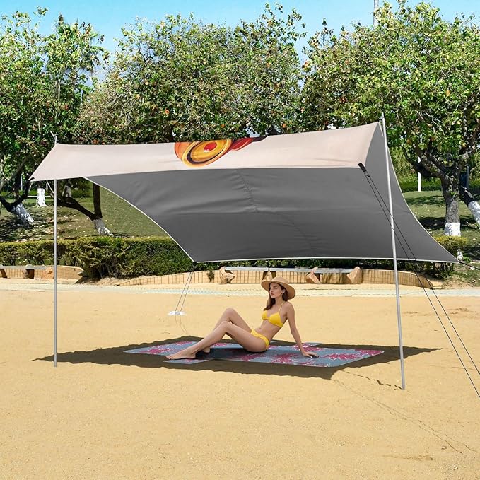 ALAZA Fire Fighter Dinosaur Beach Tent Sun Shelter Portable Canopy Sunshade for Outdoor Camping Picnics Backyard Fun 10x9 ft