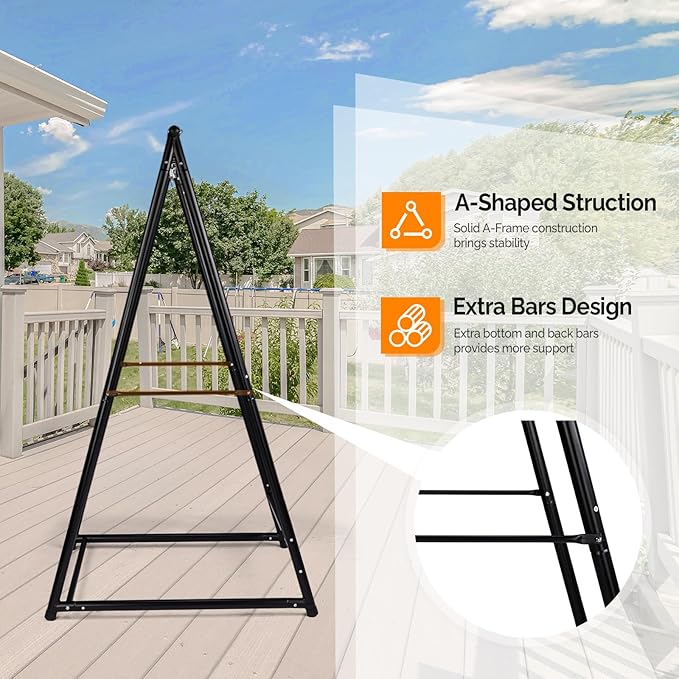 ONCLOUD Hammock Chair Stand Heavy Duty Steel Stand with Stable Construction 660 LBS Weight Capacity Weatherproof Hammock Stand for Patio Garden Indoor