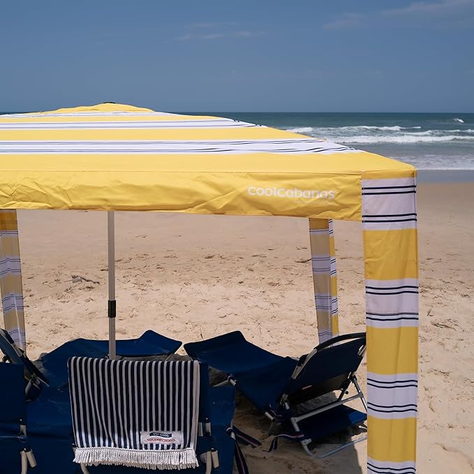 CoolCabana Beach Shade Tent - Easy Setup UPF 50+ Protection Large &amp Medium Sizes Compact &amp Wind Resistant - Beach Cabana for The Whole Family - St Tropez Medium
