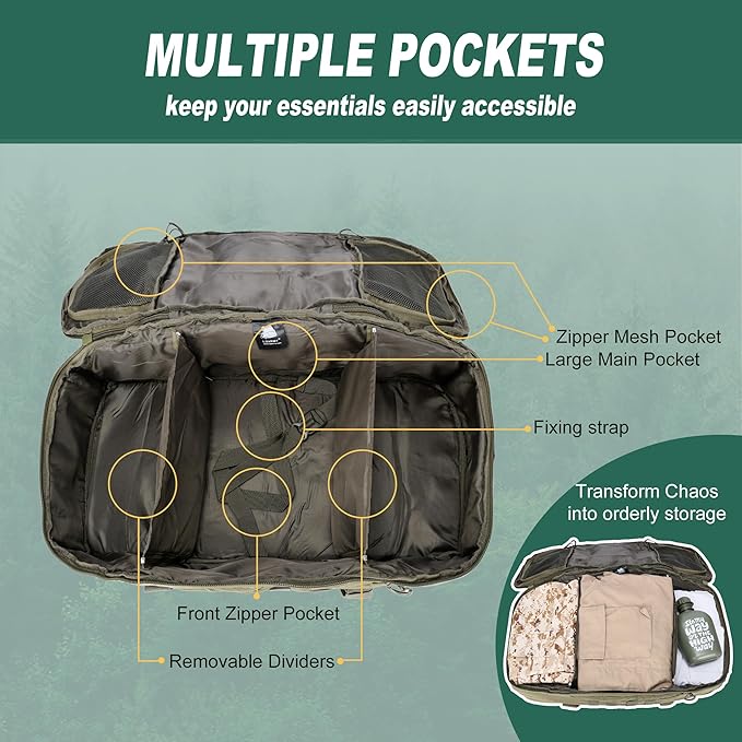Gym Bag Duffle Bags Backpack Travel Duffle Bag with Weekend Overnight Bag for Outdoor Tactical Sports Travel Camping Hunting
