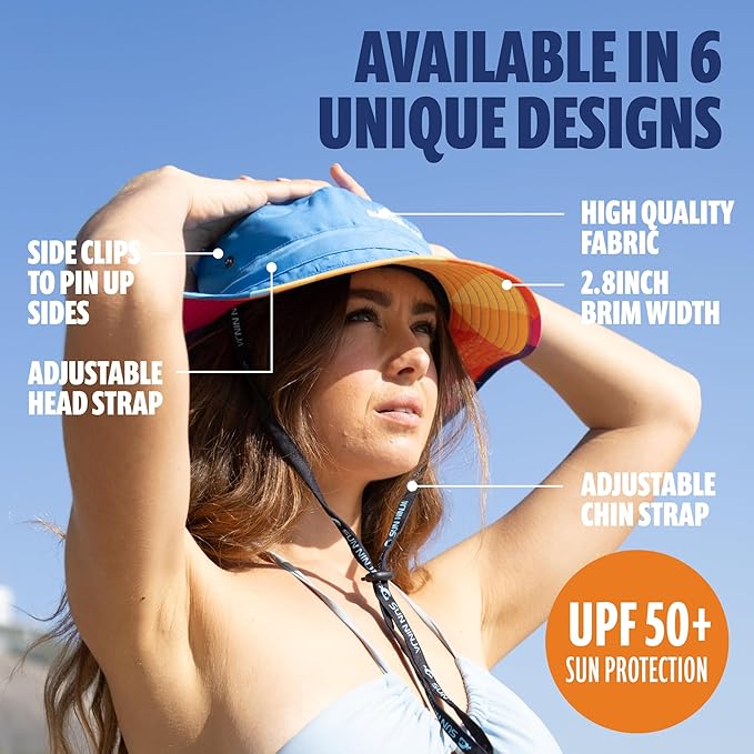 SUN NINJA Portable Shower and Bucket Hat Bundle with Multi-Spray Shower Head Neoprene Cover UPF 50+ Reversible Sun Hat Shoulder Strap - Outdoor Camping Beach Hiking &amp Sun Protection