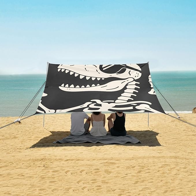 ALAZA Skull Beach Tent Sun Shelter Portable Canopy Sunshade for Outdoor Camping Picnics Backyard Fun 10x9 ft