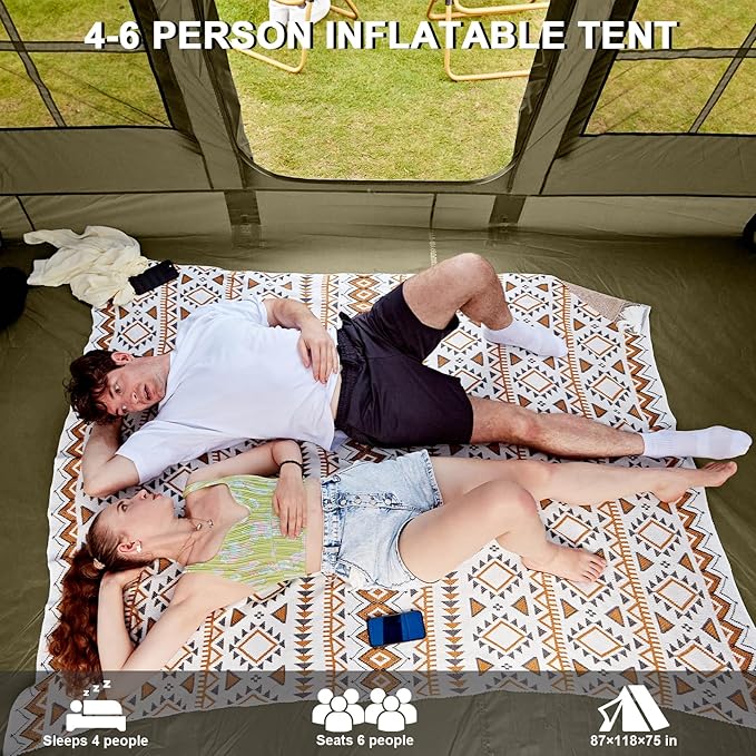 Inflatable Tents for CampingEasy Blow Up Tent with Hand Pump4 Seasons Waterproof Air Inflatable Camping Tent House for Family Weekend Camping
