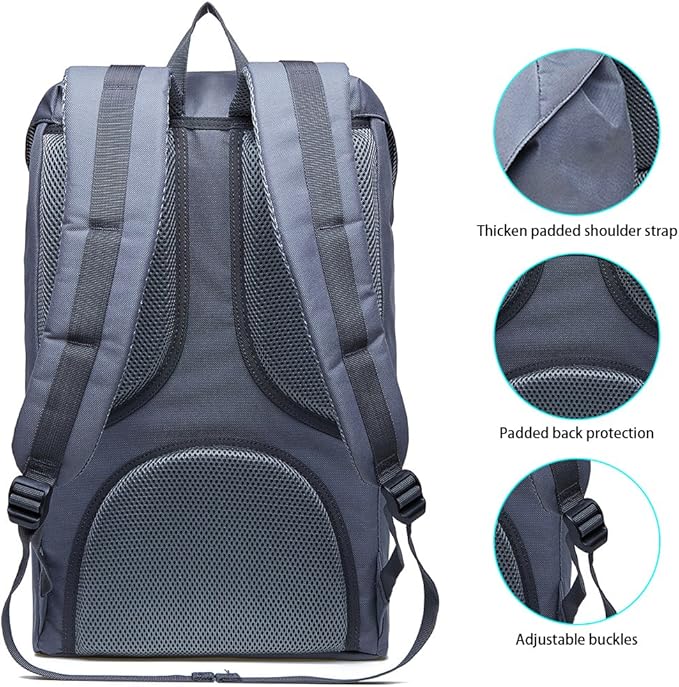 KAUKKO Laptop Outdoor Backpack College Schoolbag Bookbag Travel Hiking Rucksack fits 15-Inch Laptop