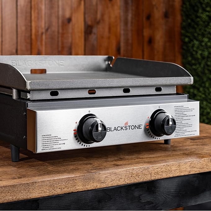 Blackstone 1666 22” Tabletop Griddle with Stainless Steel Faceplate Powder Coated Steel Black