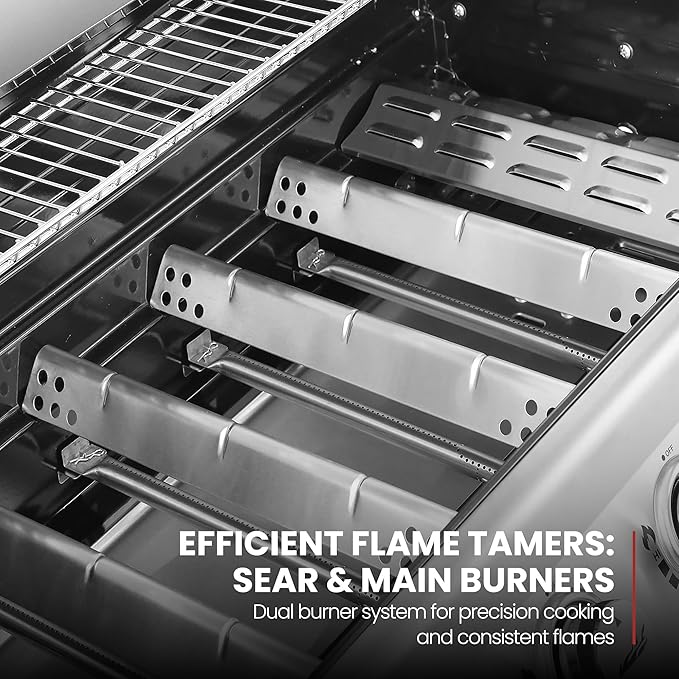 Royal Gourmet GA6402S 6-Burner Propane Gas Grill with Side Burner and Warming Rack 74000 BTUs Cabinet Style Outdoor BBQ Grill for Barbecue Grilling &amp Backyard Cooking Silver
