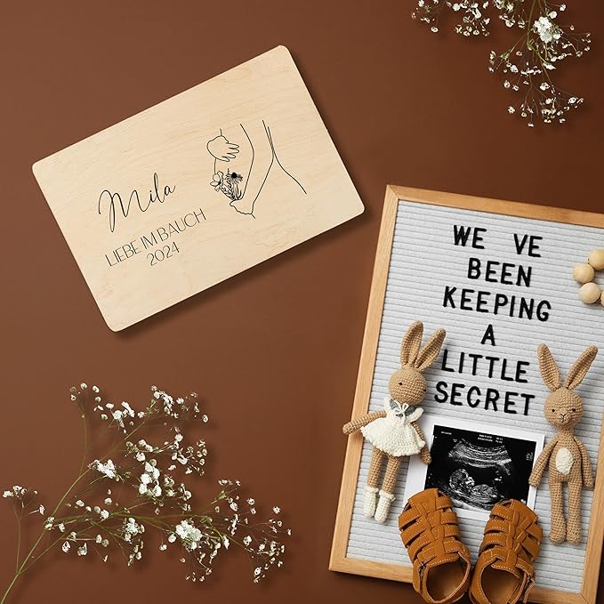 Creative Deco Personalized Wooden Storage Box Mum to Be Box | 11.8x7.87x5.51in (+-0.5) | Hinged Lid Handle Engraving | Unpainted Gift Box | Rough UNSANDED Keepsake Memory Souvenir Chest