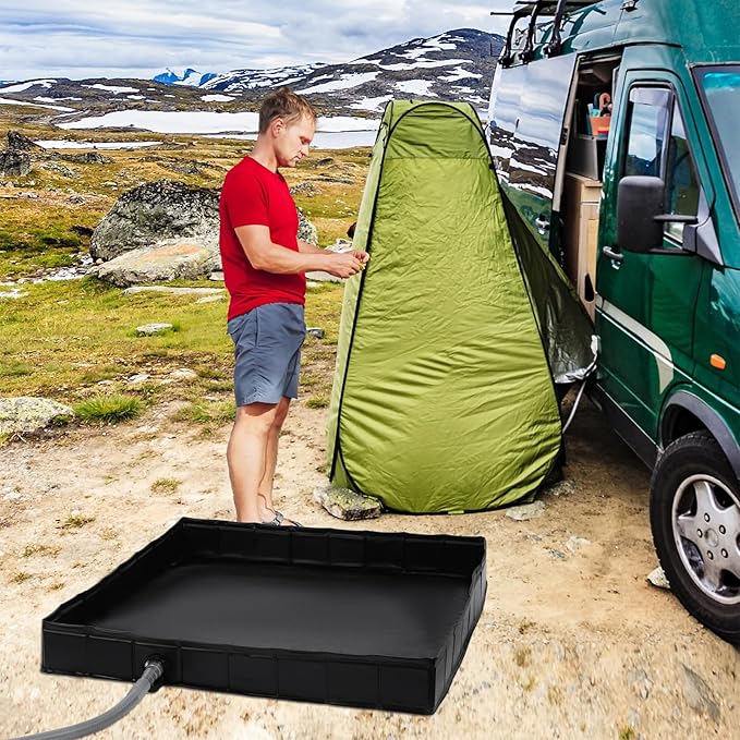 Camping Shower Base Foldable Tent Shower Base Shower Tent Base with Drain Hose Portable Shower Pan for Indoor &amp Outdoor Tent RV