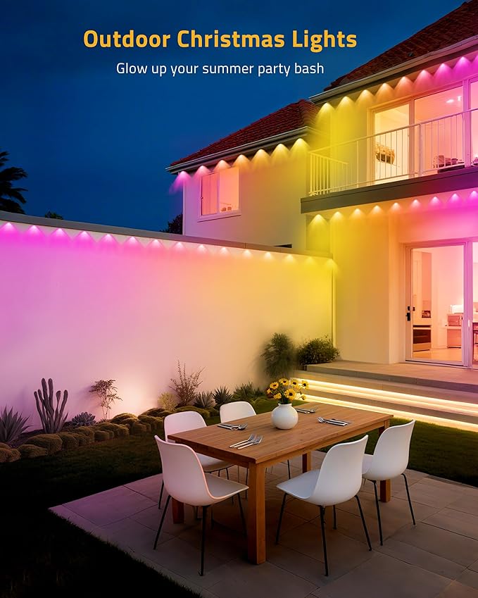 Permanent Outdoor Lights 111FT Smart Black Christmas Lights with App Control IP65 Waterproof Eternity Eaves Lighting with 72 RGB LED Lights for Outside Roofline Decor Party Holiday Xmas