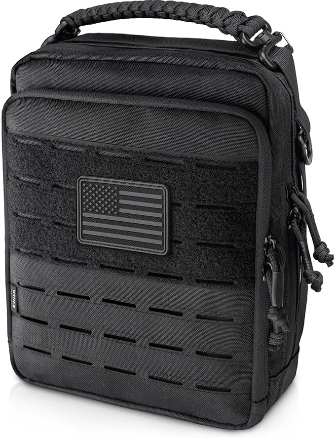 WYNEX Tactical Molle Admin Pouch Utility EDC Pouch Organizer Modular Tool Pouch of Double Layer Design Medical EMT Attachment Bag Large Capacity with Elastic Webbing Insert Panel