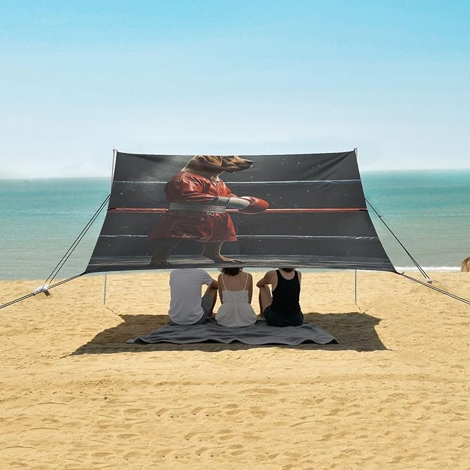 ALAZA A Dog Labrador Boxer in A Red Uniform Beach Tent Sun Shelter Portable Canopy Sunshade for Outdoor Camping Picnics Backyard Fun 10x9 ft