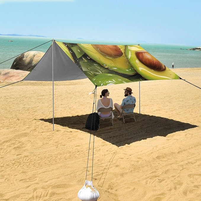 ALAZA Watercolor Avocado Beach Tent Sun Shelter Portable Canopy Sunshade for Outdoor Camping Picnics Backyard Fun 10x9 ft