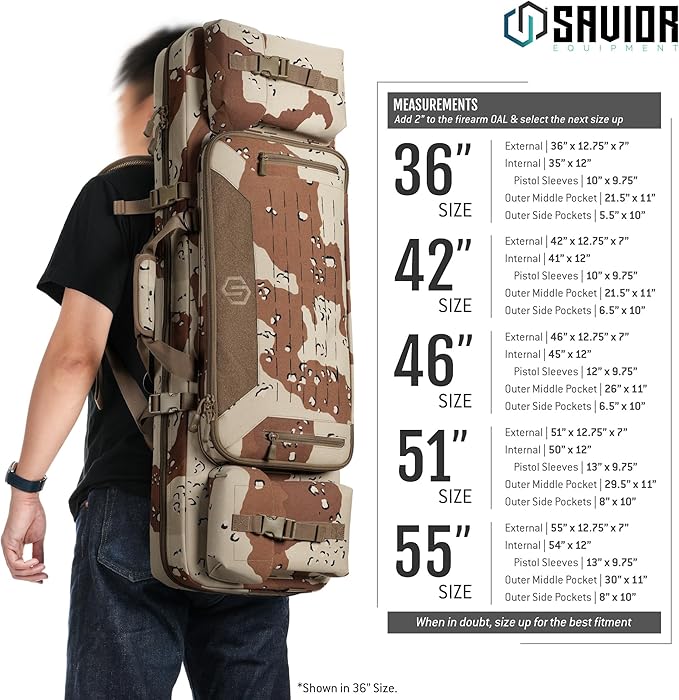 Savior Equipment Urban Warfare Tactical Double Long Gun Bag Case Backpack w/Pistol Handgun