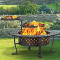 Panovue 42 Inch Fire Pit with 2 BBQ Grills Wood Burning Fire Pits for Outside with Lid &amp Fire Poker BBQ&amp Outdoor Firepit &amp Round Metal Table 3 in 1 for Patio Picnic Party