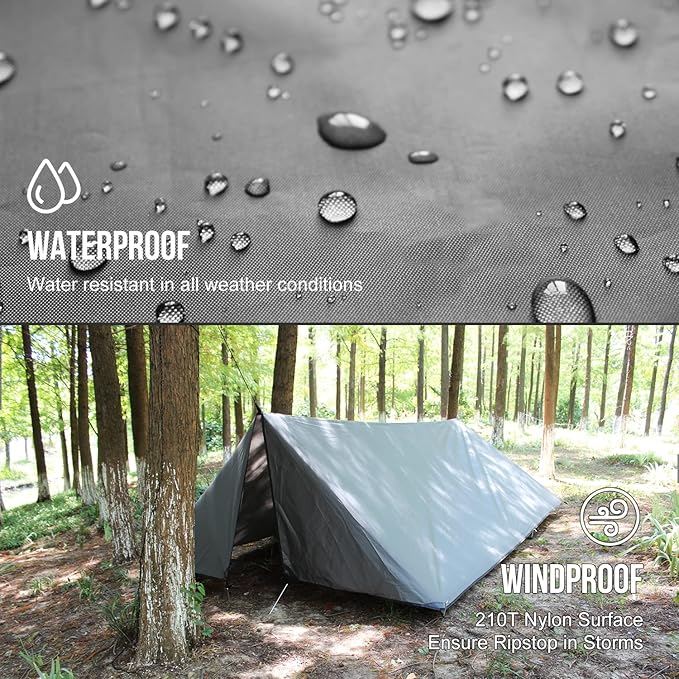 LYN Extra Large Zipper Reusable Survival Emergency Shelter TentThermal Waterproof Fireproof Lightweight Bugout with Paracord✚Stake for CampingFirst AidHiking&ampBushcraft