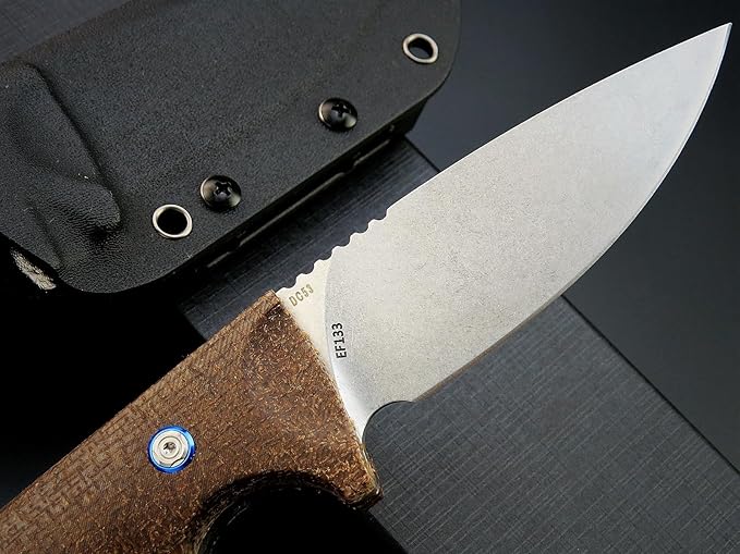Eafengrow EF133 Fixed Blade Knife DC53 Steel Blade Micarta Handle Full Tang Compact Tough EDC Tool Knifes for Working Camping Hiking