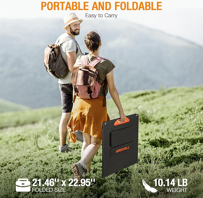 200W Portable Solar Panel for Power Station Generator 12V/24V Flexible Foldable Solar Panel Kit Lightweight High-Efficiency Solar Charger Power Backup for Outdoor Van Camper Boat Caravan Off-Grid