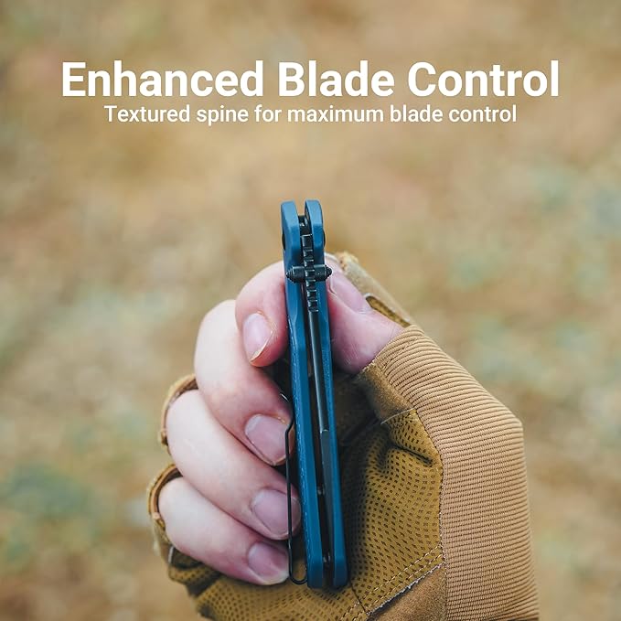 CJRB Pyrite-Light Pocket Knife Folding Knife with 3.34'' AR-RPM9 Steel Blade Small Pocket Knife with Pocket Clip for Men Women EDC Knife for Camping Survival Hiking Knives J1945 Blue