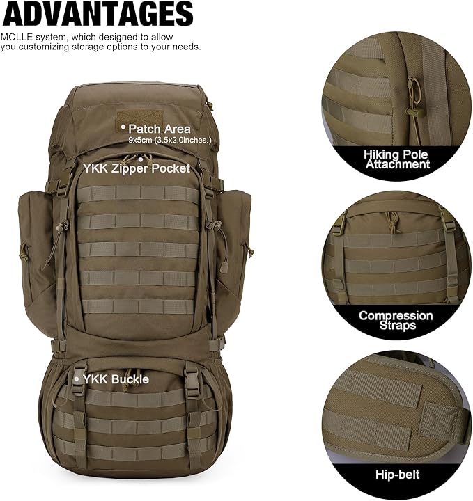 Mardingtop 60L Military Internal Frame Backpack for HikingCampingHuntingRucksack Backpack with Rain Cover