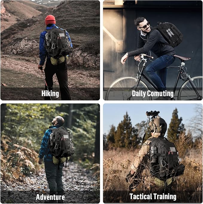 25L Tactical Backpack for Men: Military MOLLE Assault Rucksack 900D with Laptop Compartment EDC Daypack Used for HikingWorkSportsSchoolTravel