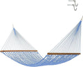 Hatteras Hammocks DC-15CB Executive Coastal Blue Duracord Rope Hammock with Free Extension Chains &amp Tree Hooks Handcrafted in The USA Accommodates 2 People 450 LB Weight Capacity 13 ft. x 65 i