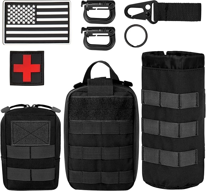 Tactical MOLLE Utility Pouch Kit – EDC Accessories Bag with Phone Holder Water Bottle Pouch Medical First Aid Pouch for Outdoor Hiking Camping and Duty Use