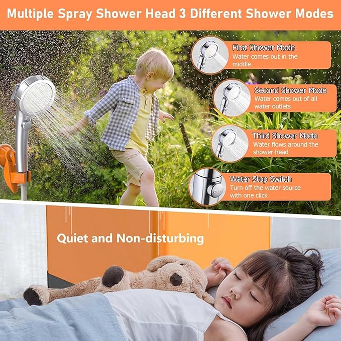 Camp Shower Pump 7800mAh Rechargeable Portable Shower for Camping 3 Spray Modes Camping Shower Pump for Outdoor Camping Travel Watering Plants