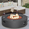 COSIEST 42 inch Outdoor Propane Fire Pit Coffee Table w Concrete Round Base Patio Heater 50000 BTU Stainless Steel Burner Free Lava Rocks Rain Cover Gray