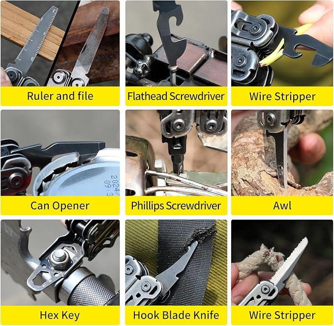 25-in-1 MultitoolPliers with VG10 Steel &amp 14 Screwdriver Bits Stainless Steel Multi Tool for Camping Outdoor Survival Home Repair – Gift for Men &amp Dad