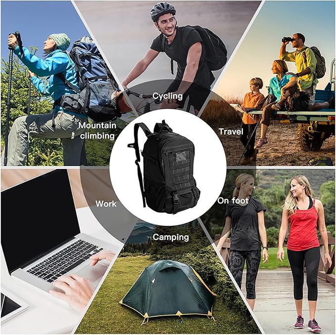 30L Tactical Backpack Rucksack Outdoor Molle Hiking Bag with Side Pocket Large Capacity &amp Lightweight Thickness Strap(Green)