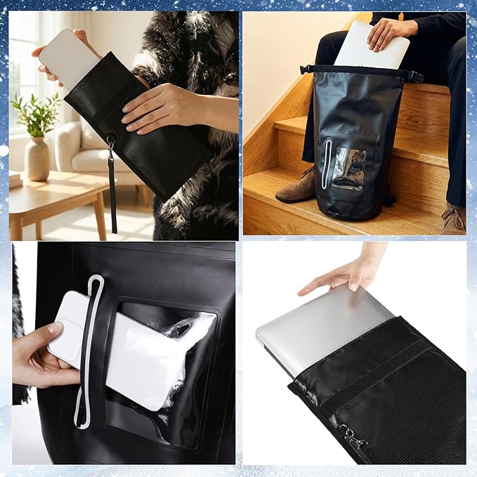 Shinylin 15 L Waterproof Faraday Dry Bag 500d Shield Bag Waterproof Nylon Signal Blocking Backpack with 2 Pcs Faraday Pouch Protects Electronics from Water Nfc Cellular Gps Emf