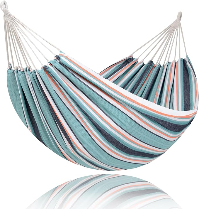 SUNCREAT Hammocks Outdoor Camping Double Hammock Extra Large 2 Person Hammock for Camping Green &amp Red