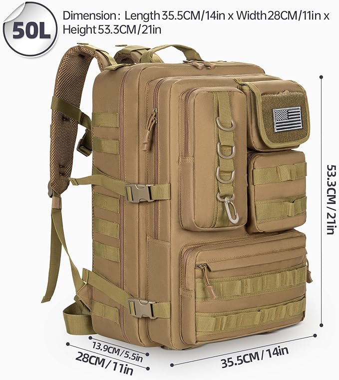 ANILD Tactical Backpack Army 3 Days Assault Pack Bag Military Molle Backpack Heavy Duty Rucksack Water Resistant