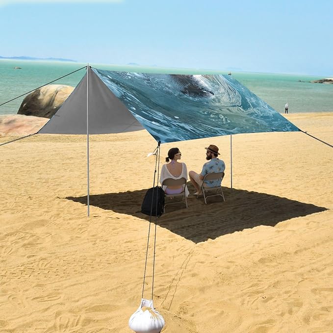 ALAZA Labrador Swims in The Sea Beach Tent Sun Shelter Portable Canopy Sunshade for Outdoor Camping Picnics Backyard Fun 10x9 ft