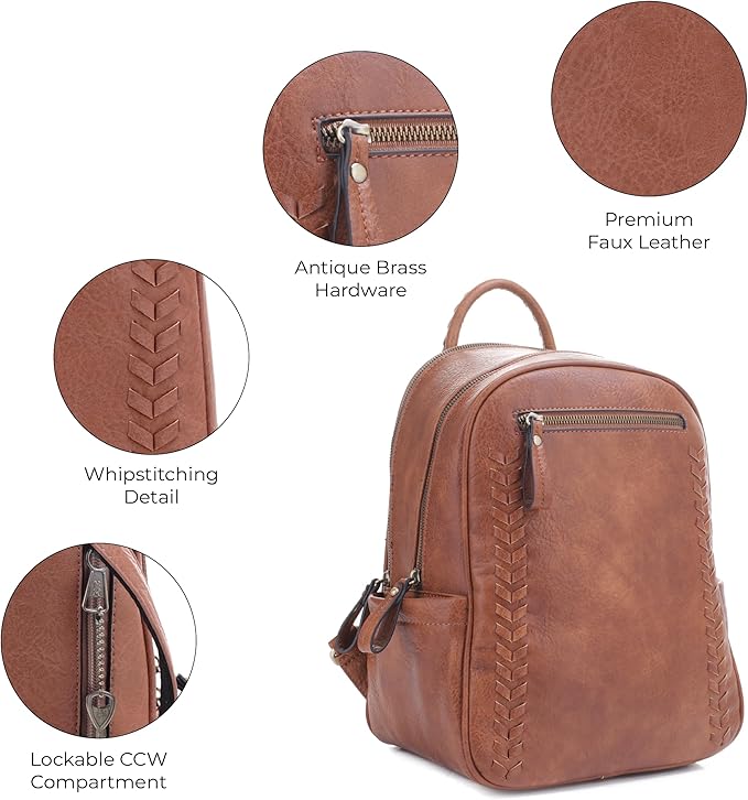 JESSIE &amp JAMES Women's Large Multi Compartments Fashion Concealed Carry Backpack|TN