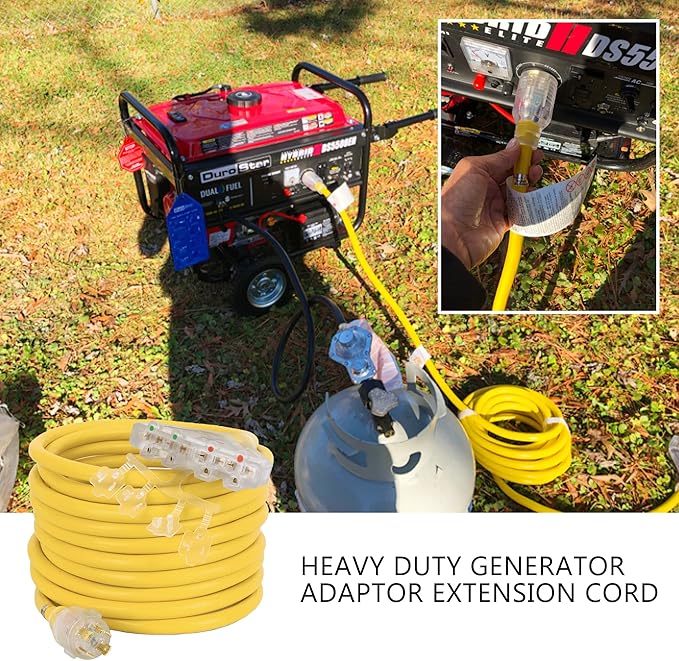 S7 25 Feet Heavy Duty Generator Adaptor Extension CordLocking CordNEMA L14-30P/Four 5-20R Generator Power Cord