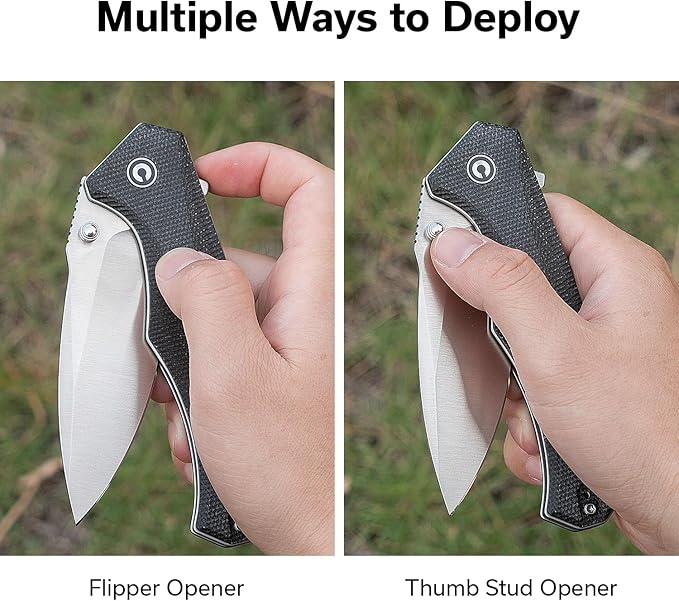 CIVIVI Photonix EDC Pocket Knife Folding Knife with 3.7 14C28N Blade Micarta Handle with Pocket Clip for Men Women Camping Hiking Fishing Knife C23081B-3 Dark Green