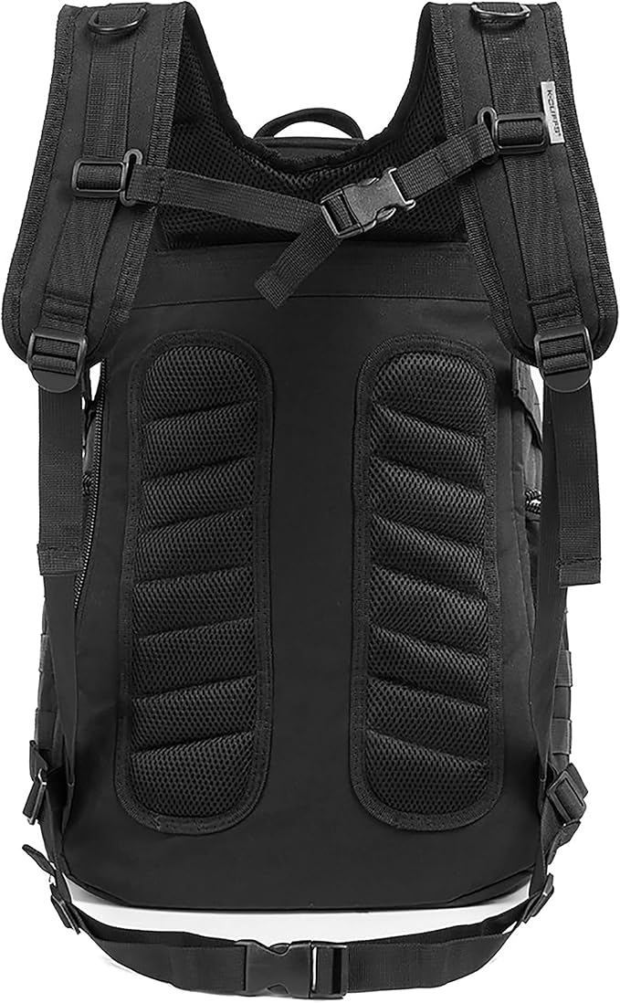 K-Cliffs Heavy Duty Backpack Student Laptop Travel Rucksack Deluxe School Bookbag Molle Tactical Hiking Daypack Black