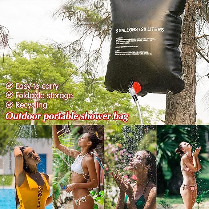 YUANZ Solar Camping Shower BagSolar Shower Outdoor Bag for Hiking &amp CampingTemperature Hot Water 45°C for Outdoors Travel Hiking