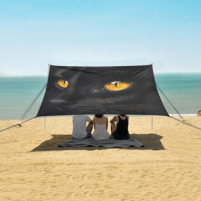 ALAZA Black Cat's Eyes Beach Tent Sun Shelter Portable Canopy Sunshade for Outdoor Camping Picnics Backyard Fun 10x9 ft