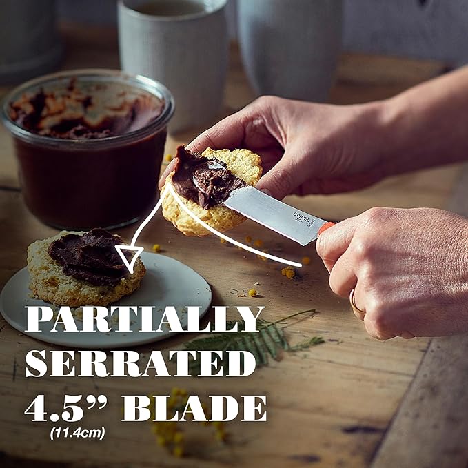 Opinel Brunch Knife - Multi-Use Spreading Micro-Serrated Rounded Blade Made in France (Natural)