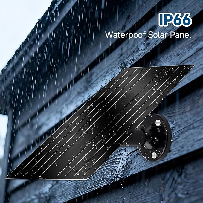 12W Solar Panel for Security Camera 5V USB-C Solar Charger with Micro USB &amp Barrel Adapters Outdoor Weatherproof for Continuous Home and Property Monitoring (2)