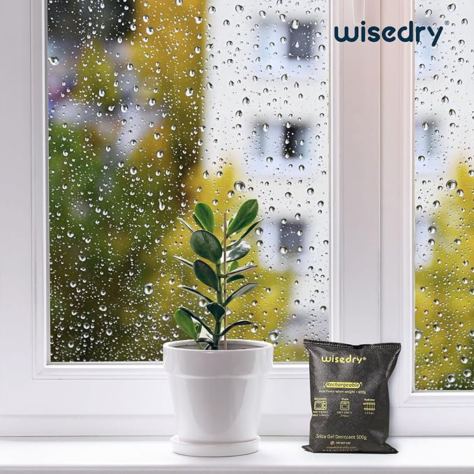 wisedry 2 x 500 Gram [2.2 lbs] Rechargeable Silica Gel Car Dehumidifier Microwave Fast Reactivated Desiccant Packets Large for Gun Safe Closet Basement Garage Storage Moisture Absorber Bag Reusable